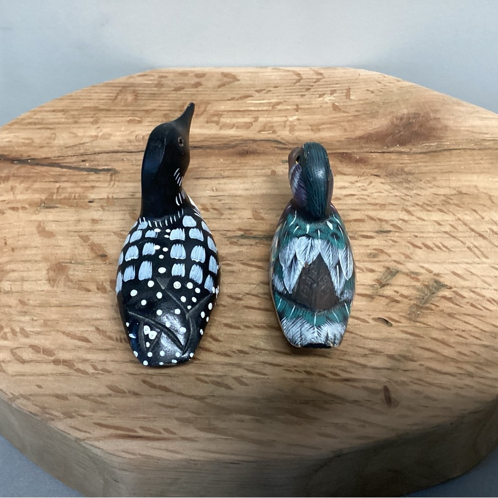 🟢 Vintage - Mallard Duck Decoy & Loon Duck Decoy - Solid Wood Crafted - Unique - Picture 9 of 15